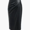 Faux Leather Wraped Midi Skirt