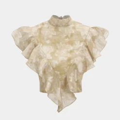 Floral Print Chiffon Ruffle Tie-Up Tank Top