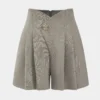 Metallic Decor Ruched Zipper Detail Shorts