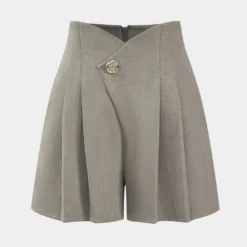 Metallic Decor Ruched Zipper Detail Shorts