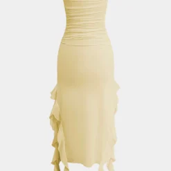 Solid Ruffle Hem Ruched Tube Maxi Dress -Women's Clothing Store 8d933e6d c0be 44cc 803a 97414bcf33ae