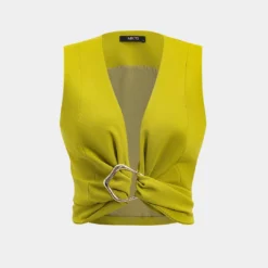 Metallic Ruched Tie Back Tank Top