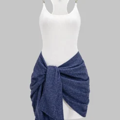 Tie Front Ruched Metallic Chain Patchwork Sleeveless Mini Dress