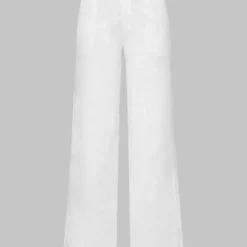 Basic Linen-Blend Straight Leg Pants