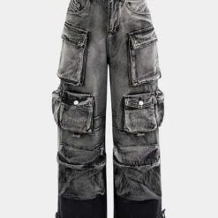 Ombre Multi Pocket Wide Leg Cargo Jeans -Women's Clothing Store 8f5f4b59 8b71 4d89 932b 373e67b545f8