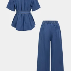 Denim Button Tie Shirt And Jeans Set -Women's Clothing Store 8f65961a ab94 4f9a 9010 4b0a649a3dc0