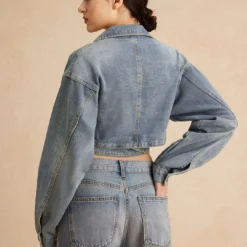 Denim Tie-Up Crossed Outerwear -Women's Clothing Store 8fa0afd8 5ee8 4eea 8e69 3f750b523fa0