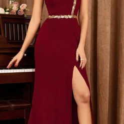 One Shoulder Sequin Slit Maxi Dress -Women's Clothing Store 8fae4ea5 9e96 4f3a b134 365292ddce2d