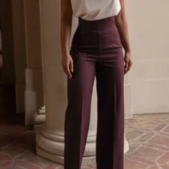 Basic High-Waisted Wide Leg Trousers