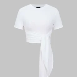 Ruched Tie Front Short Sleeve T-Shirt