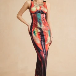 Abstract Print Tank Midi Dress -Women's Clothing Store 91ec2e18 6b0b 4917 803d d6100e0d808b