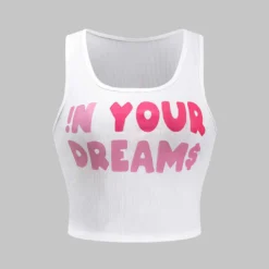 Letter Print U-Neck Tank Top -Women's Clothing Store 92636e8d 5fa0 4cf6 9668 6fc9447bb135