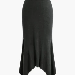 Solid Sweater Asymmetrical Skirt -Women's Clothing Store 92b8f0fb 3959 4ca8 a350 26df5ffb2232