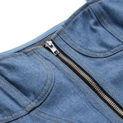 Contrast Denim Patchwork Zipper Bustier Dress -Women's Clothing Store 93bcf559 dca6 47b1 a864 3e40396ccad3