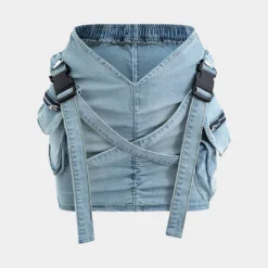 V-waist Buckle Flap Pocket Denim Cargo Skirt -Women's Clothing Store 9488d0a6 ded6 4f28 98c2 ebfdfcd66c1c