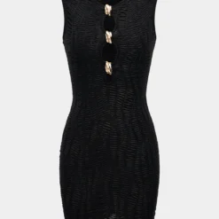 Sleeveless Metallic Cut Out Mini Dress