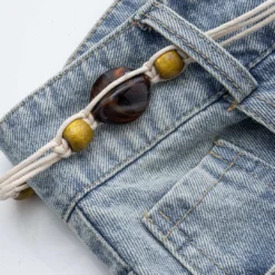 Denim Frayed Mesh Patchwork Belted Skirt -Women's Clothing Store 9592420d 6a84 49bb 805a b987e0a35349