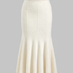 Knitted Pleated High Waist Mermaid Skirt