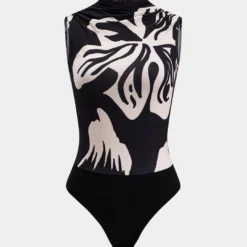 Floral Print Ruched Sleeveless Bodysuit
