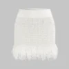 Knit Fringe Hollow Out Skirt