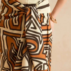 Abstract Geometric Bohemian Print Ruched Tie Front Twist Knot Zipper Skirt -Women's Clothing Store 981a7502 eb84 4833 b51a fd402b957b63