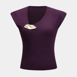 Asymmetrical Metallic Button Tank Top