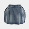 Denim Puff Hem Mini Skirt