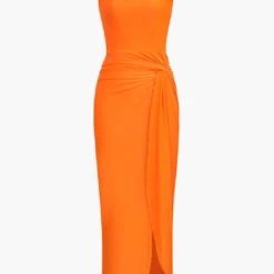 Twist Detail Square Neck Midi Dress