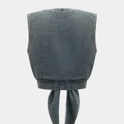 Denim Tie Front Vest -Women's Clothing Store 99e84396 3d55 4071 8946 816cefafc9cc