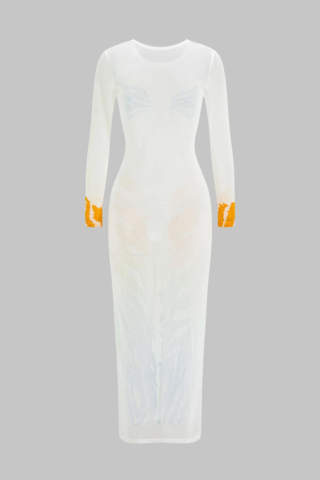 Tiger Print Mesh Sheer Round Neck Midi Dress 5 Tiger Print Mesh Sheer Round Neck Midi Dress - Image 5