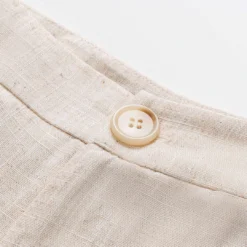 Contrast Linen Asymmetrical Button Patchwork Shorts -Women's Clothing Store 9a23c915 ba79 410c 99d4 875c126d2b49