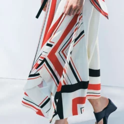 Stripes Print Asymmetrical Skirt -Women's Clothing Store 9ae9d664 0f7d 4029 9407 20d29337e279