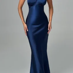 Satin Backless Sleeveless Maxi Dress