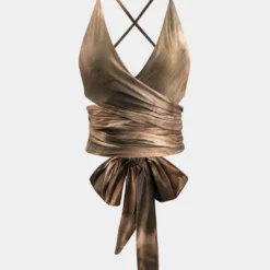 Abstract Print Backless Strappy Tie Back Cami Top