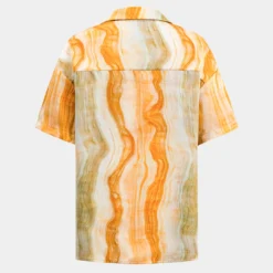 Marble Print Tie Front Button Pocket Short-Sleeve Shirt -Women's Clothing Store 9ba79c60 8eb5 401e 8411 d2eef713aac8