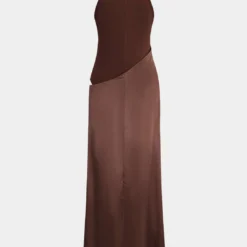 Satin Patchwork Sleeveless Maxi Dress -Women's Clothing Store 9be26409 7ce5 479b 8422 52c6fc3cb9de