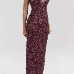 Appliques V-neck Slit Maxi Dress -Women's Clothing Store 9c1ef029 df12 4f29 a77c 5f12507444f0