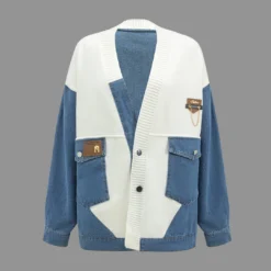 Denim Patchwork Pocket Sweater Cardigan