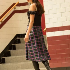 Plaid Cut Out Waist Midi Skirt -Women's Clothing Store 9c4b45e6 70ac 42ce b286 7f1ab2538030