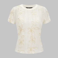 Hollow Out Applique Short Sleeve T-Shirt