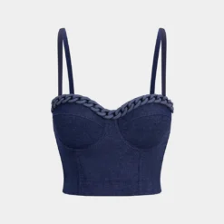 Denim Detachable Chain Corset Tube Top
