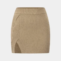 Knit Crossed Slit Skirt