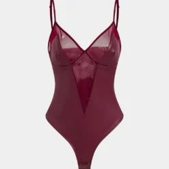 Faux Leather Mesh Patchwork Sleeveless Bodysuit