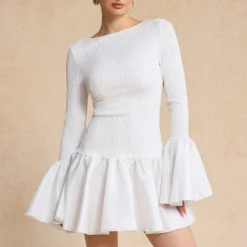 Textured Ruffle Long Sleeve Mini Dress -Women's Clothing Store 9e2dd3e0 b1cb 409c 8329 60219d1c3f8f