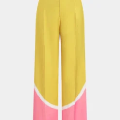 Contrast Pleated Wide Leg Trousers