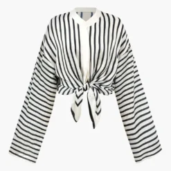 Stripe Print Satin Long-Sleeve Shirt -Women's Clothing Store 9f5df780 6a54 41de 9638 b2c6b451b823
