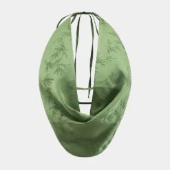 Jacquard Cowl Neck Halter Backless Tie-Up Cami Top