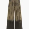 Dirty Distressed Print Wide Leg Jeans