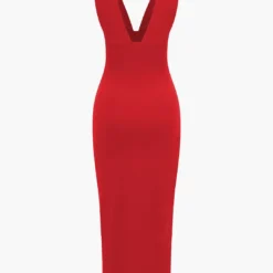 Solid Backless Ruched Slit Midi Dress -Women's Clothing Store a05e44e2 13f7 4020 8d88 fd4634f20f6b