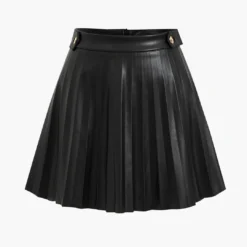 Faux Leather Pleated Skirt